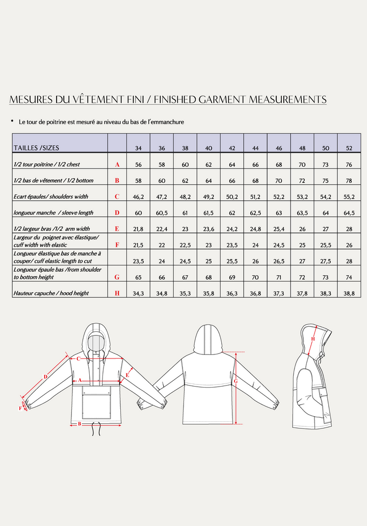 Rafale windbreaker Paper Sewing Pattern