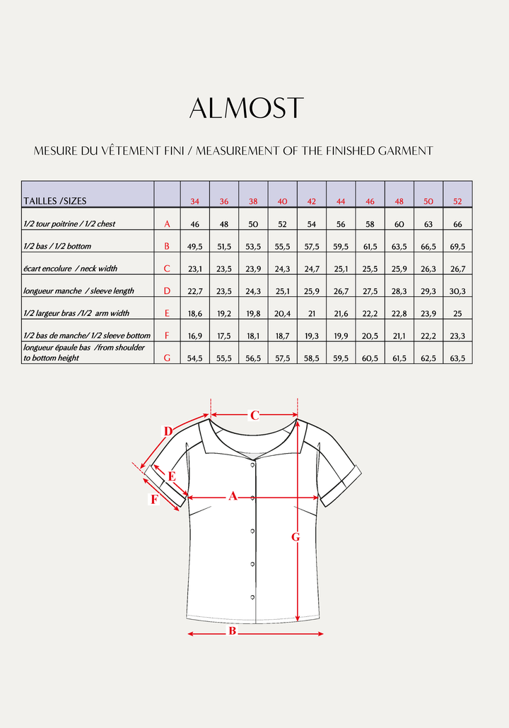Almost Shirt Sewing Pattern - Paper Pattern