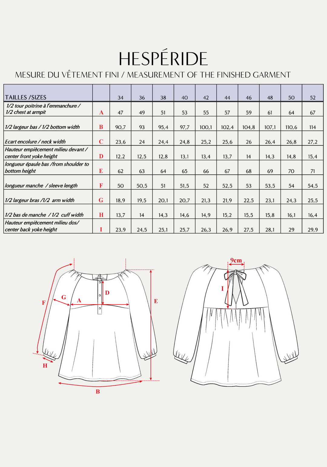 Hespéride Blouse Sewing Pattern - Paper Pattern