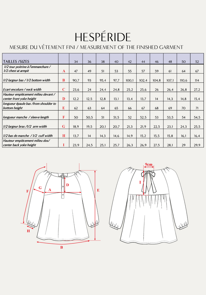 Hespéride Blouse Sewing Pattern - Paper Pattern