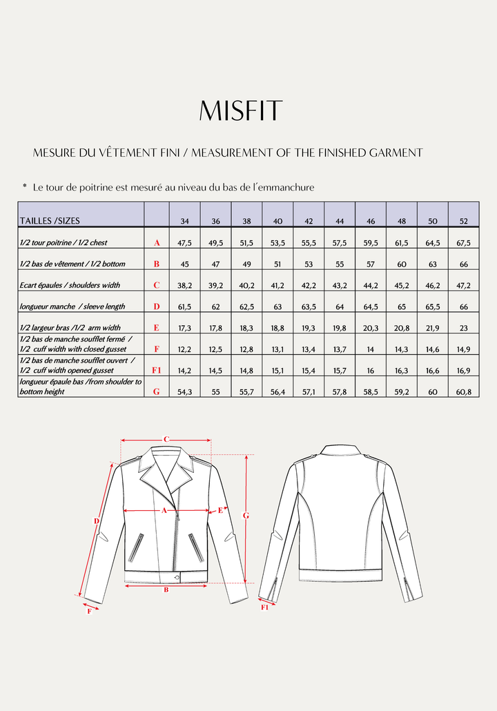 Misfit Perfecto Sewing Pattern - Paper Pattern