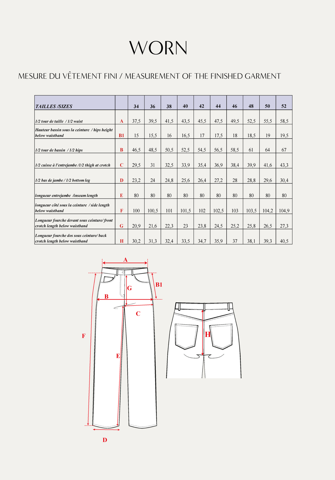 Worn Jeans Sewing Pattern - Paper Pattern