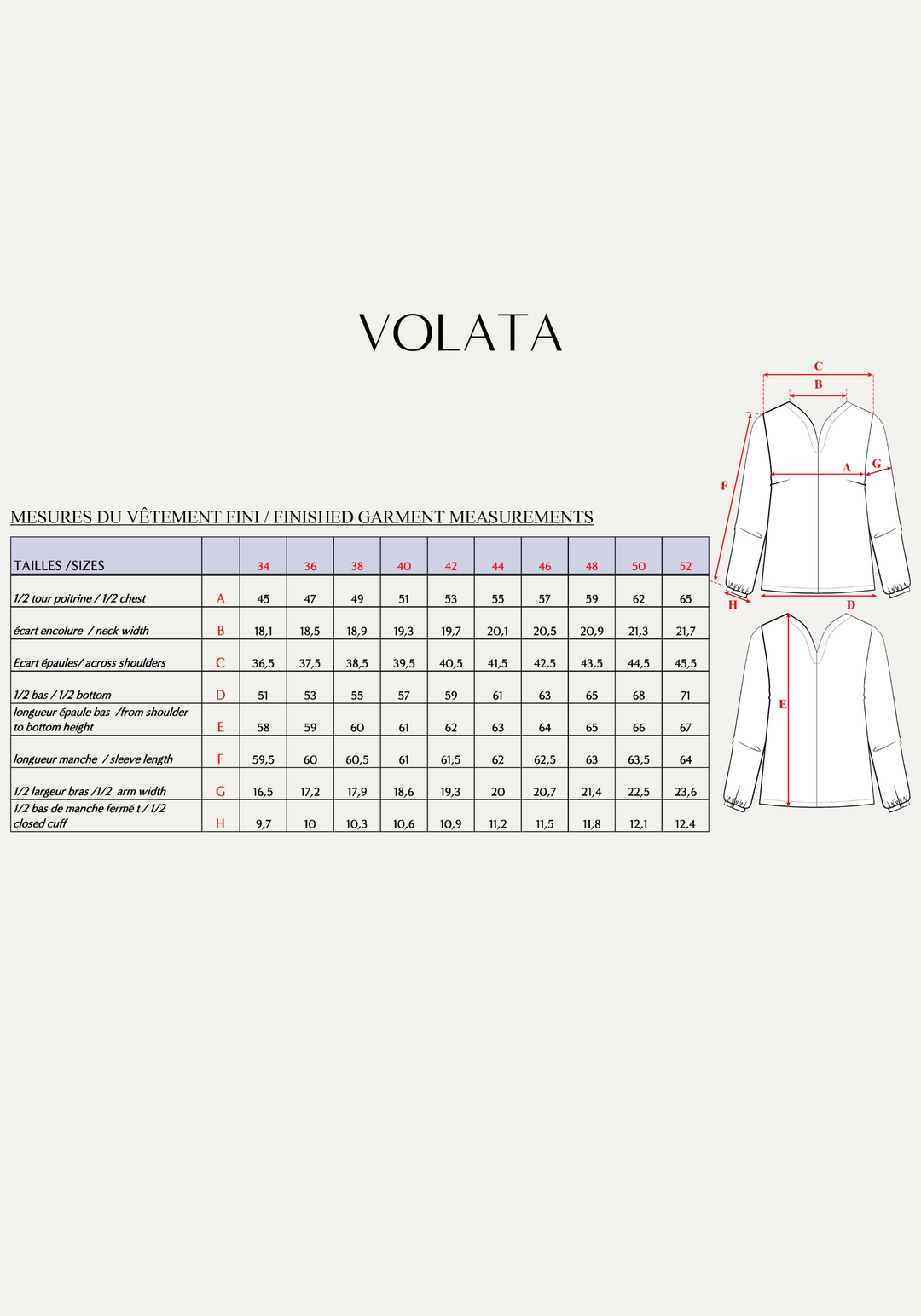 Volata Blouse Sewing Pattern - Paper Pattern