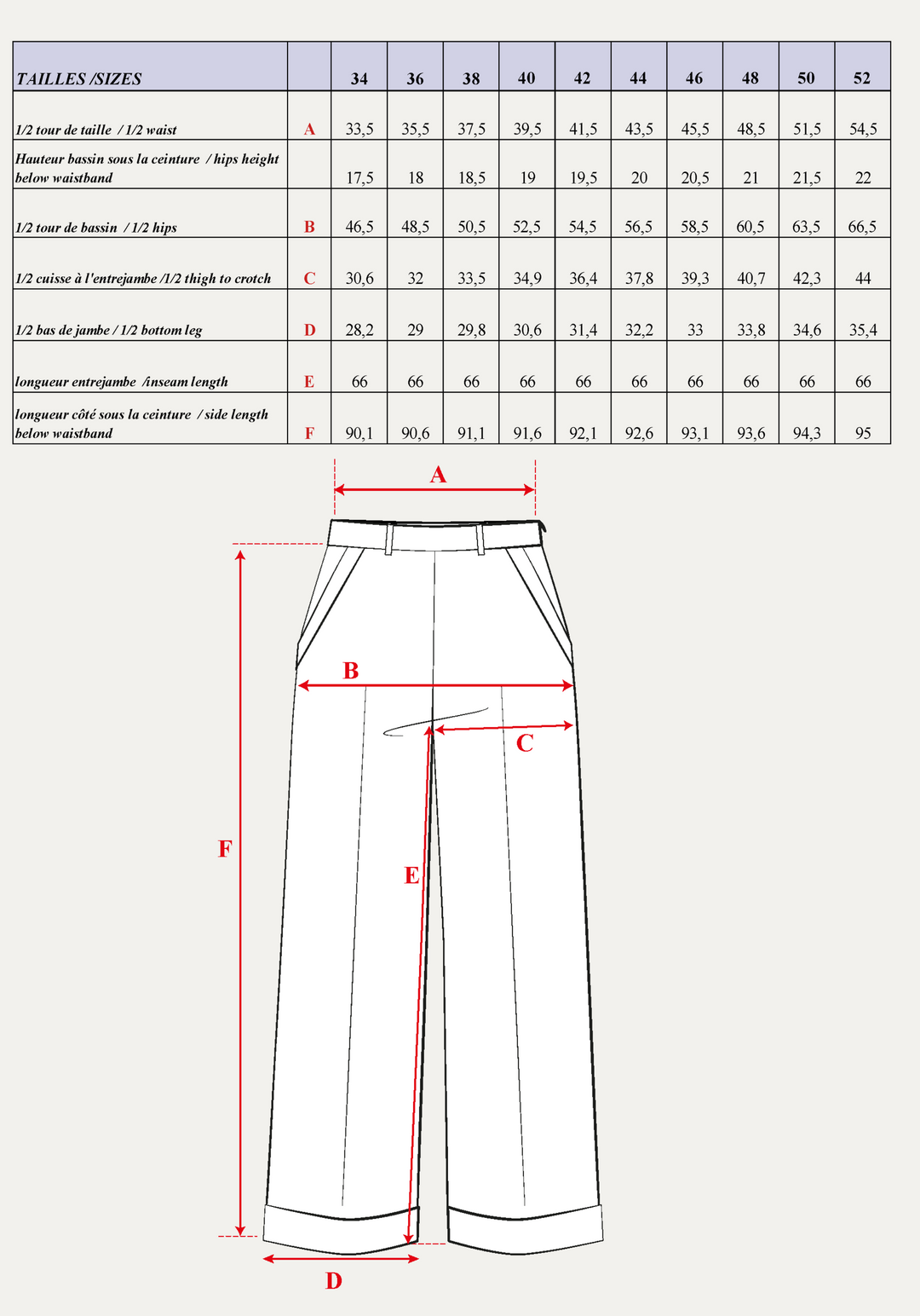 Récif trousers Paper Sewing Pattern