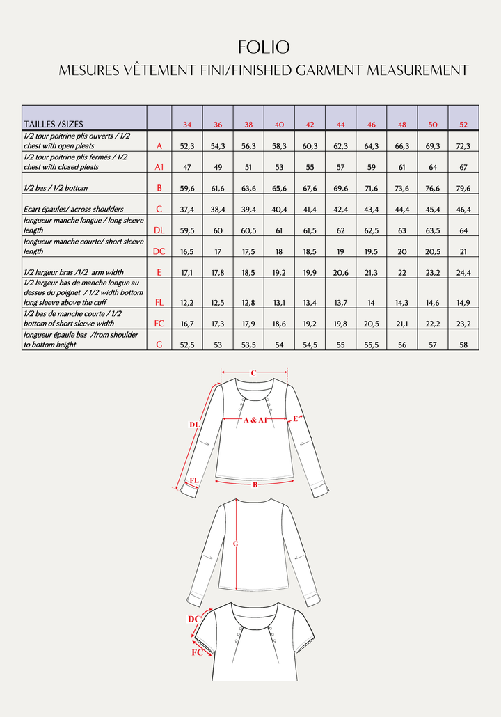 Folio Blouse Sewing Pattern - Paper Pattern