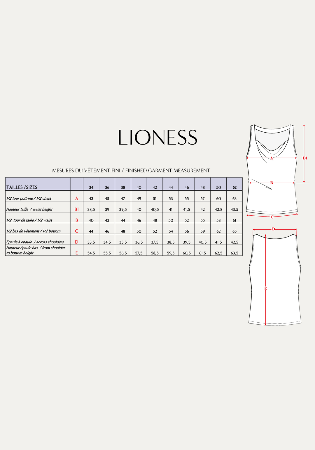 Top Lioness Sewing Pattern