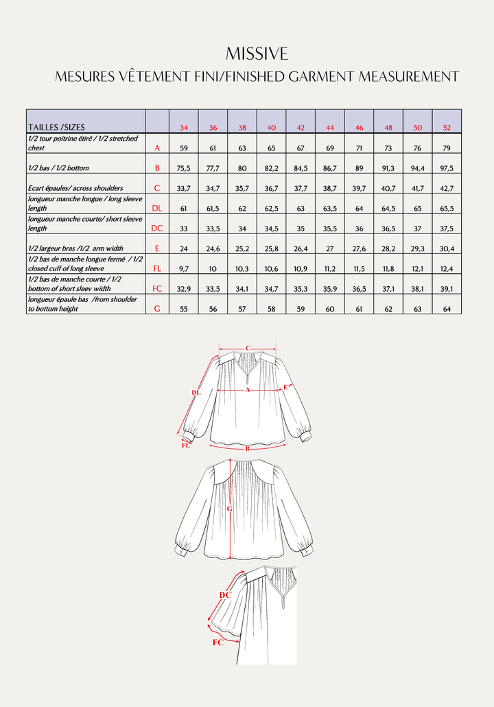 Missive Blouse Sewing Pattern - Paper Pattern