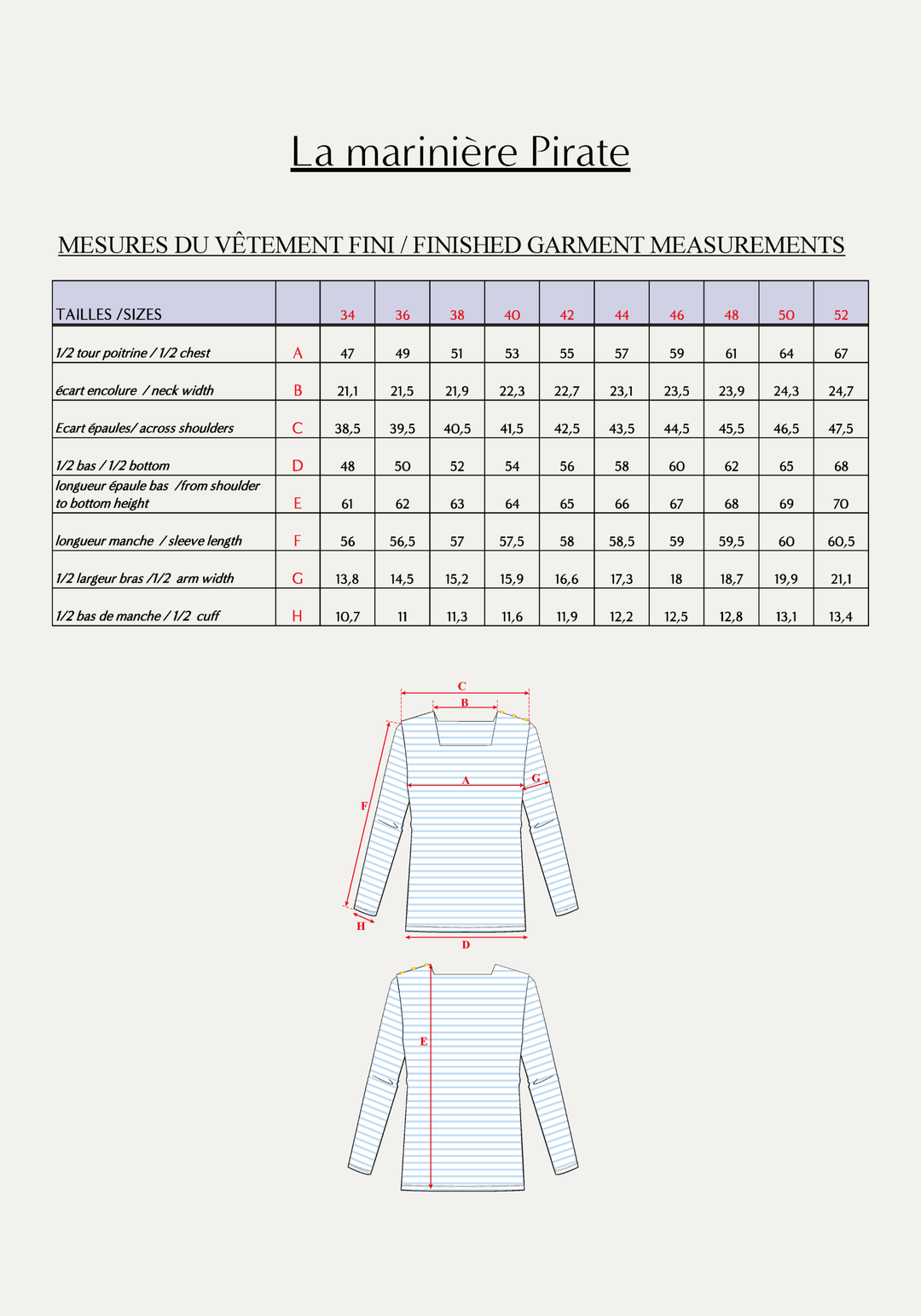 Pirate Breton Top Sewing Pattern - Paper Pattern