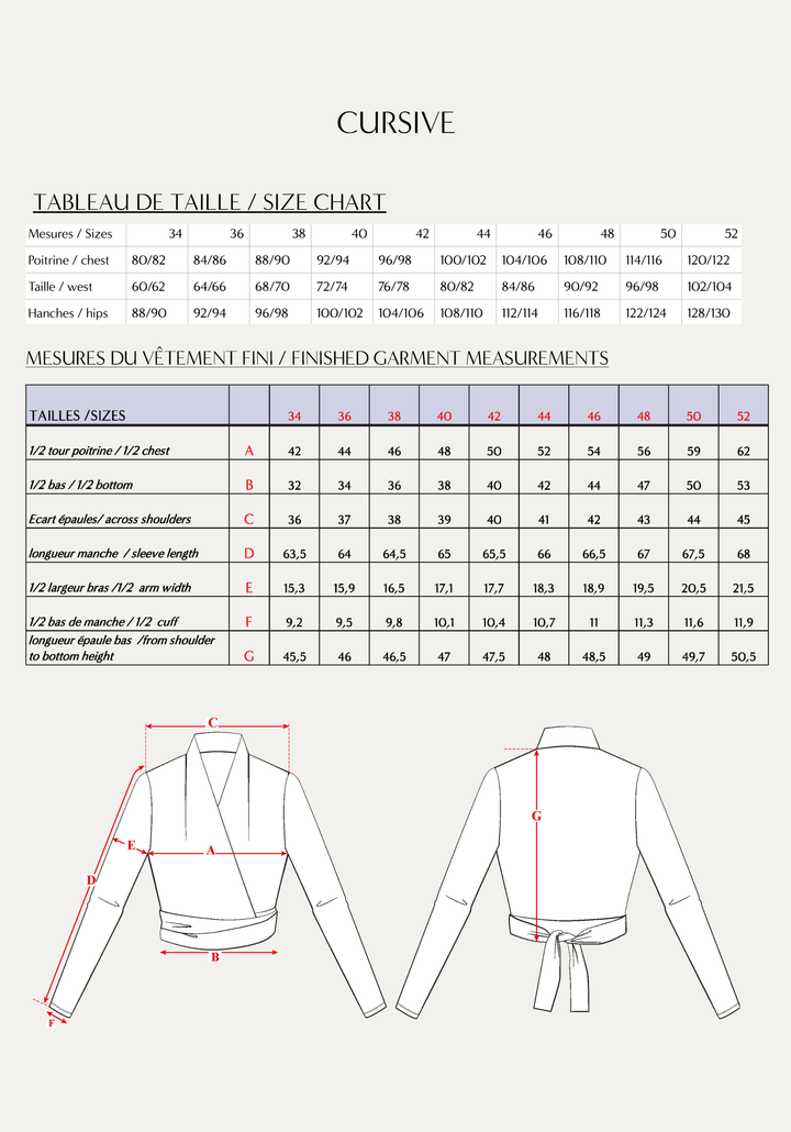 Cursive Wrap Top Sewing Pattern - Paper Pattern