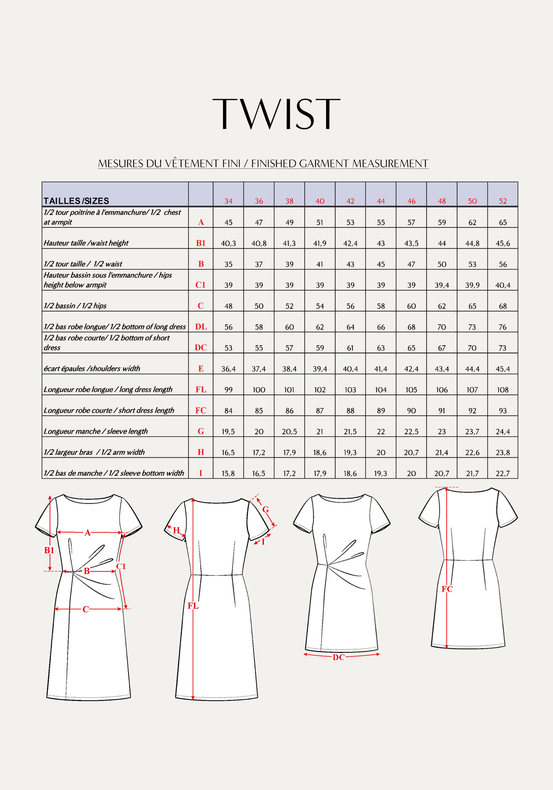 Patron couture robe drapée Twist - Patron pochette